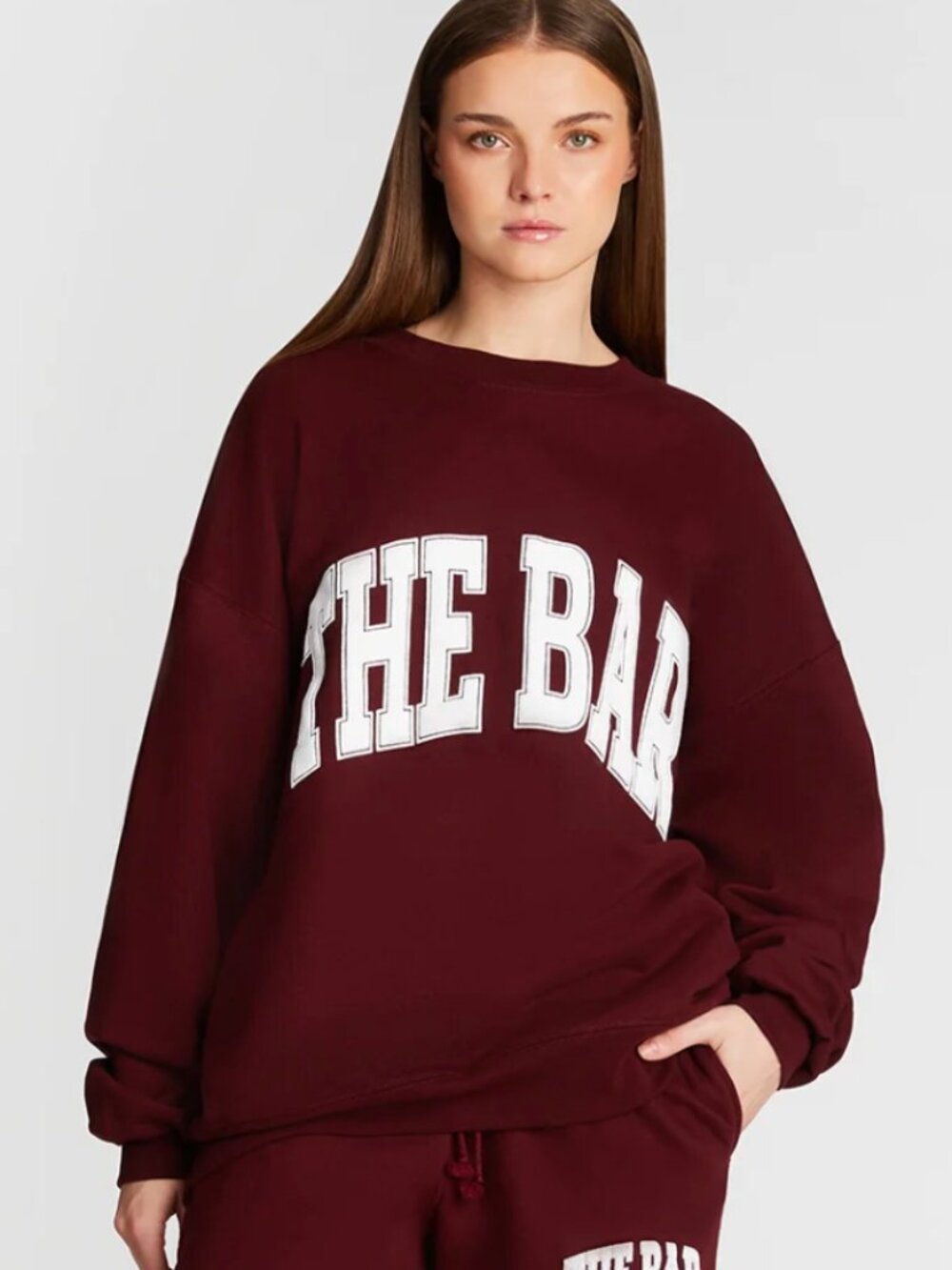 THE BAR Varsity Crewneck in Maroon Size XL